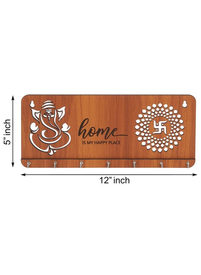Webelkart Webelkart Premium Home Is our Happy Place Wooden Key Holder for Home and Office Decor - 12 Inches (7 Hooks, Wood Color)  - Image 4
