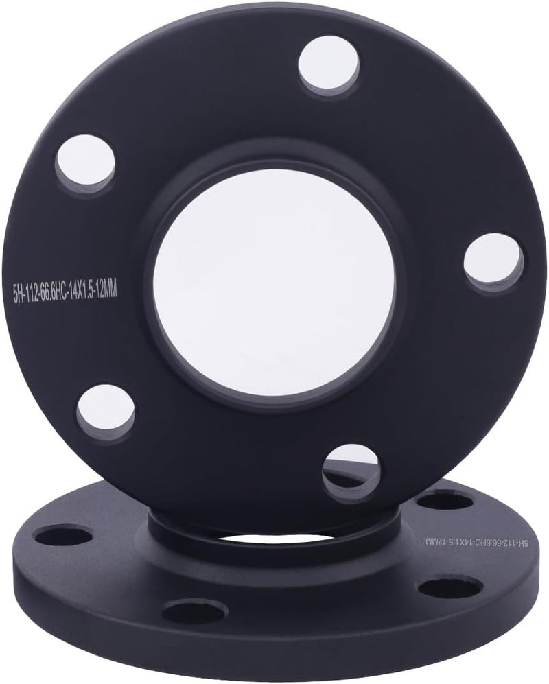DCVAMOUS 2PC Black 5x112 Hubcentric Wheel Spacers 12mm with 14x1.5 Bolts (40mm Shank Ball Seat Type) 66.56 Bore Compatible with Benz Au-di 5 Lug for W210 W212 C230 C250 C320 A4 S4 A5 S5 A6 S6 A7 A8 - Image 5