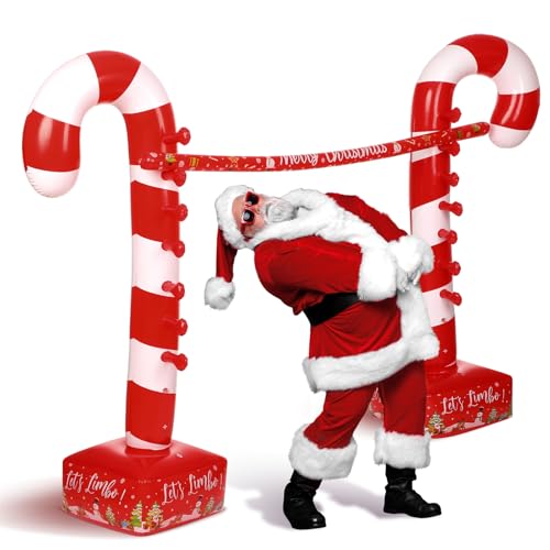 Arrowbash Christmas Candy Cane Striped Inflatable Limbo Game for Adults IndoorOutdoor Party Fun - Image 1