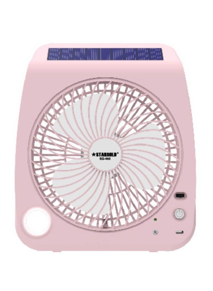Stargold 4 Inch Mini Rechargeable Clip Fan And Light 2000mAh Battery With 6V Solar Panel