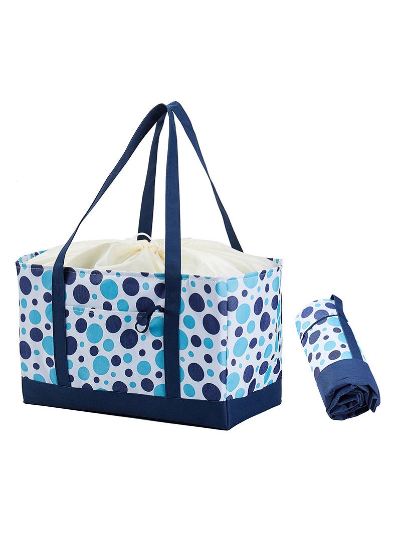 Generic New Foldable Insulated Grocery Bag Large CapacityDrawstring insulation bag blue dots Drawstring insulation bag blue dots 