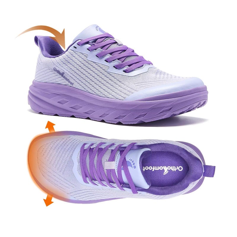 OrthoComfoot Women's Orthopedic Diabetic Extra Wide Toe Box Sneakers: Casual Plantar Fasciitis Achilles Tendonitis Heel Spur Sneakers, Ultralight Arch Support Pain Relief Fashion Golf Shoes Purple Size 8.5 - Image 1