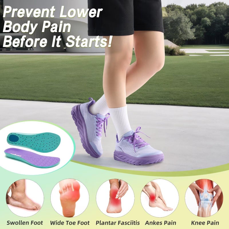 OrthoComfoot Women's Orthopedic Diabetic Extra Wide Toe Box Sneakers: Casual Plantar Fasciitis Achilles Tendonitis Heel Spur Sneakers, Ultralight Arch Support Pain Relief Fashion Golf Shoes Purple Size 8.5 - Image 4