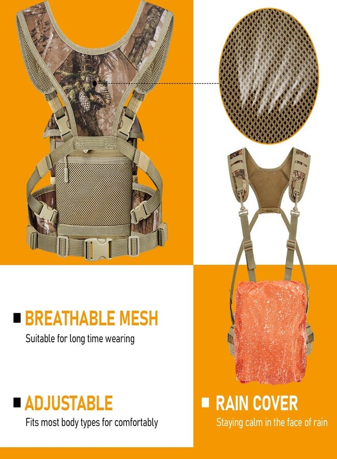 NEW VIEW Silent Binocular Harness Chest Pack, Hunting Bino Case with Dual MOLLE Straps, Binocular Harness with Detachable Chest Strap Rangefinder Pouch Rain Cover for Saddle Hunting Bird Watching - Image 5