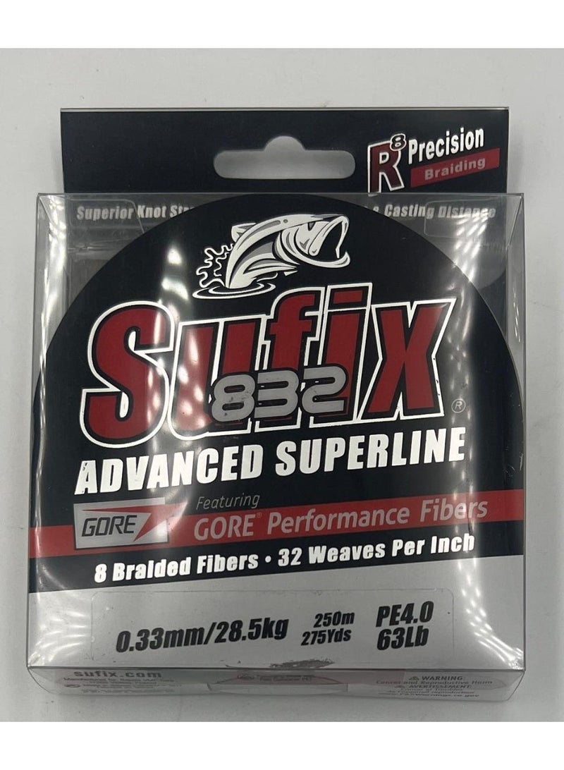 Sufix 832 Advanced Superline Gore Performance Fibers 250 Meter 0.33mm&28.5Kg - Image 1