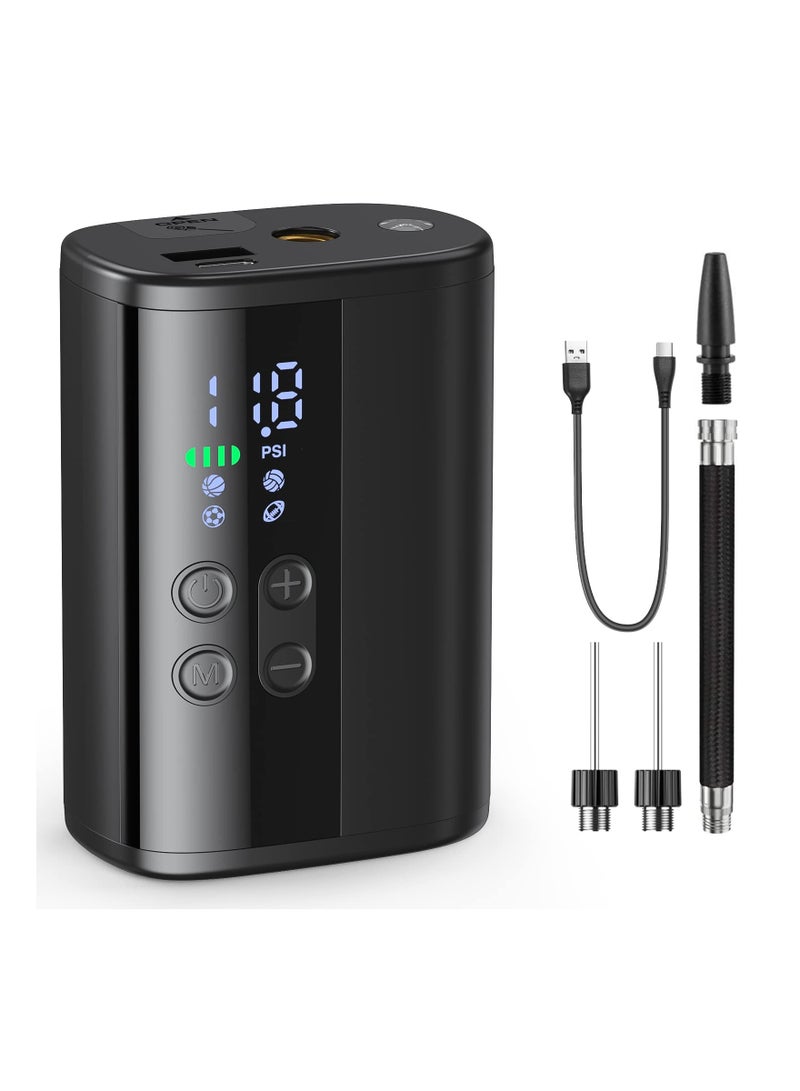 Portable Sports Electric Ball Pump, Electric Pump with Precise Pressure Gauge and Emergency Power Bank, 2 Pins and 1 Nozzle, 4 Preset Modes for Basketball, Soccer, Volleyball and Football - Image 1