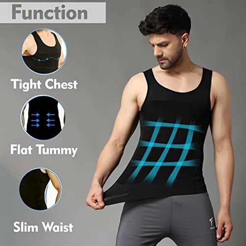 FirstFit Abs Abdomen Body Shaper | Tummy Tucker Vest for Men Shapewear (Color- Black) Size- XXL - Image 5