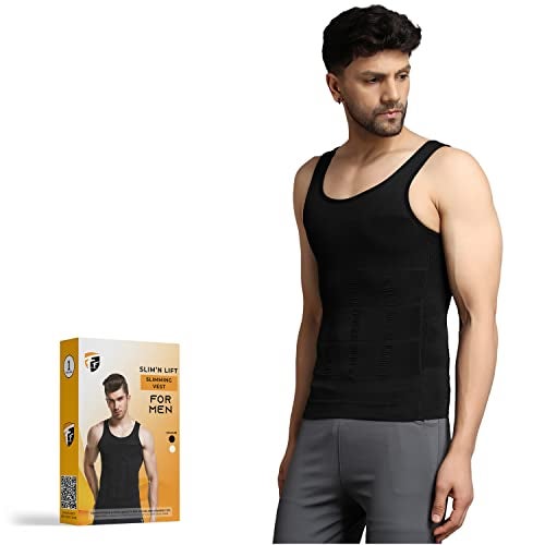 FirstFit Abs Abdomen Body Shaper | Tummy Tucker Vest for Men Shapewear (Color- Black) Size- XXL - Image 3