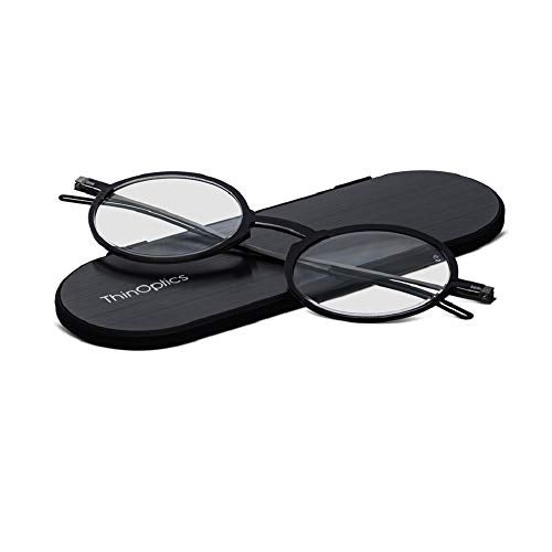 ThinOptics Unisex Adult Glasses Reading, Regular Case / Round Black, 1.00 US - Image 1