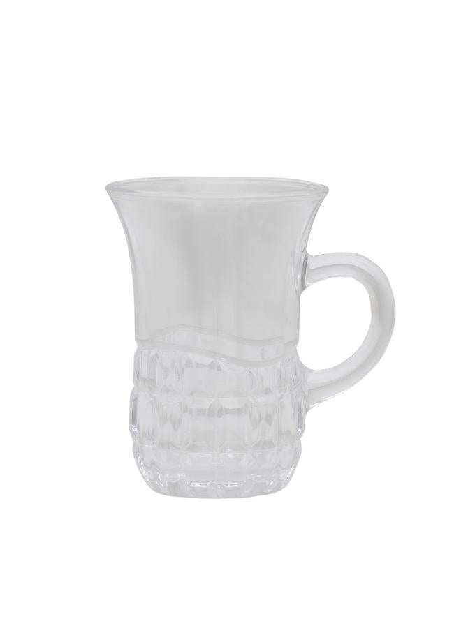 Alsaif Max Glass Tea Cups Set With Handle 6 Pieces Transparent - Image 3