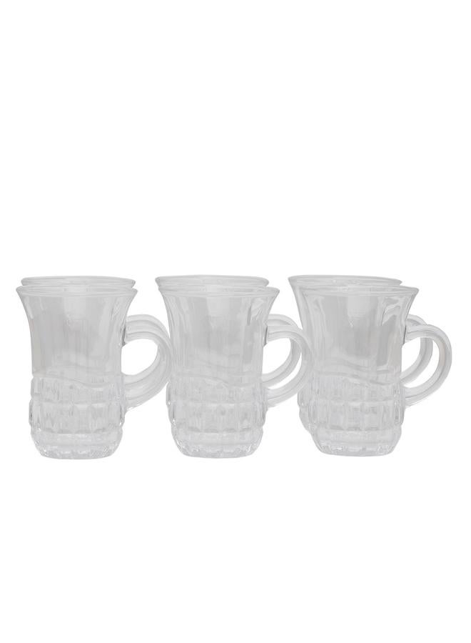 Alsaif Max Glass Tea Cups Set With Handle 6 Pieces Transparent - Image 2