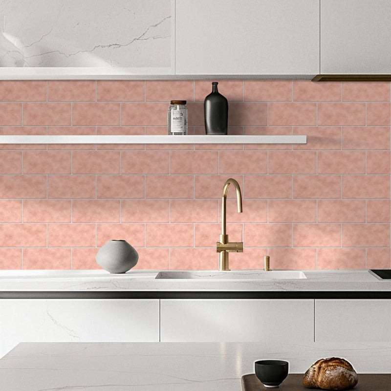 Alwayspon Waterproof Self-Adhesive Vinyl Wall Tile Stickers, for Kitchen, Bathroom, Wall, Made of PVC, Pink, Geometric, Rectangular, Indoor, Wall Sticker - Image 3
