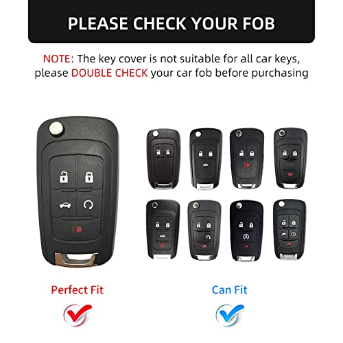 OFFCURVE for Chevy Key Fob Cover, Full TPU Protective Key Case Fit for Chevrolet Chevy GMC Buick Encore Terrain Malibu Camaro Cruze Impala Equinox Volt Spark Sonic Car Smart Key Accessories, Black - Image 2