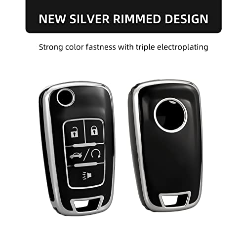 OFFCURVE for Chevy Key Fob Cover, Full TPU Protective Key Case Fit for Chevrolet Chevy GMC Buick Encore Terrain Malibu Camaro Cruze Impala Equinox Volt Spark Sonic Car Smart Key Accessories, Black - Image 4