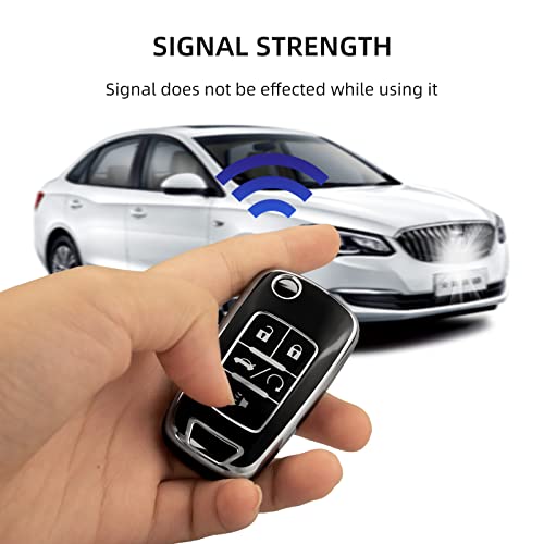OFFCURVE for Chevy Key Fob Cover, Full TPU Protective Key Case Fit for Chevrolet Chevy GMC Buick Encore Terrain Malibu Camaro Cruze Impala Equinox Volt Spark Sonic Car Smart Key Accessories, Black - Image 5