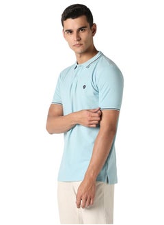 Van Heusen Van Heusen Men's Regular Fit Polo T-Shirt (VSKPWRGFY65647_Light Blue XL)  - Image 3