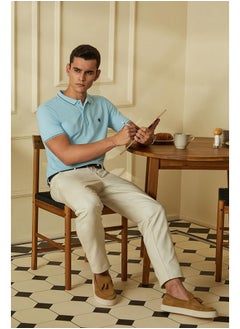 Van Heusen Van Heusen Men's Regular Fit Polo T-Shirt (VSKPWRGFY65647_Light Blue XL)  - Image 2