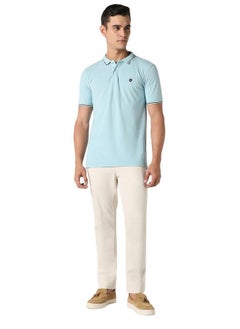 Van Heusen Van Heusen Men's Regular Fit Polo T-Shirt (VSKPWRGFY65647_Light Blue XL)  - Image 4