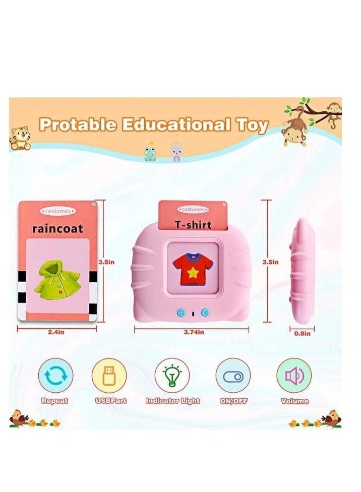 نقطة التسوق بطاقات تعليمية ناطقة للأطفال من عمر سنة إلى ست سنوات، اللغة الإنجليزية البريطانية، ٢٢٤ كلمة، ألعاب تعليمية مسموعة، مورد تعليمي لمرحلة ما قبل المدرسة، لعبة تفاعلية إلكترونية، هدايا عيد ميلاد للأطفال - وردي - Image 2