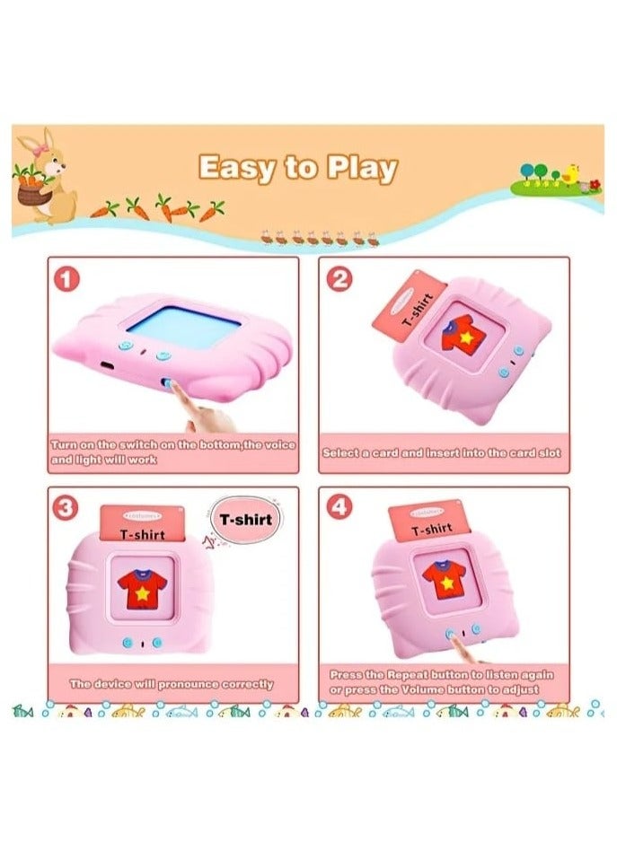 نقطة التسوق بطاقات تعليمية ناطقة للأطفال من عمر سنة إلى ست سنوات، اللغة الإنجليزية البريطانية، ٢٢٤ كلمة، ألعاب تعليمية مسموعة، مورد تعليمي لمرحلة ما قبل المدرسة، لعبة تفاعلية إلكترونية، هدايا عيد ميلاد للأطفال - وردي - Image 3