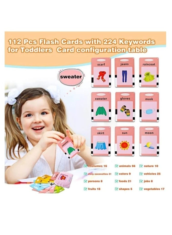 نقطة التسوق بطاقات تعليمية ناطقة للأطفال من عمر سنة إلى ست سنوات، اللغة الإنجليزية البريطانية، ٢٢٤ كلمة، ألعاب تعليمية مسموعة، مورد تعليمي لمرحلة ما قبل المدرسة، لعبة تفاعلية إلكترونية، هدايا عيد ميلاد للأطفال - وردي - Image 4