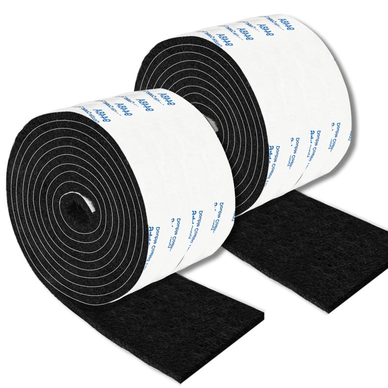 Felt Strips with Adhesive Backing Adhesive Felt Strips 2 Felt Rolls 2X 60 Inches Black Felt Tape with Adhesive Backing Furniture Felt Strips