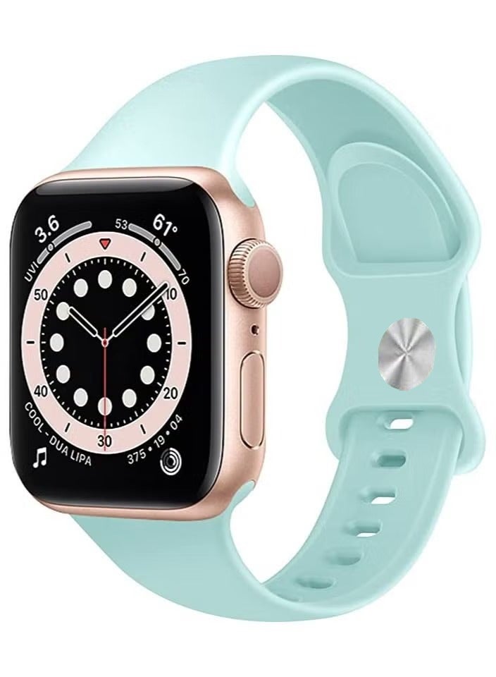 Sport Band for Apple Watch 44mm 42mm 45mm 49MM, Soft Silicone Strap Replacement iWatch Bands for Apple Watch Sport Series 4/5/6/7/8/Se - Turquoise M/L - Image 1