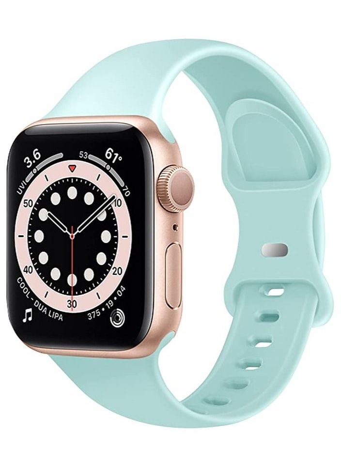 Generic - Sport Band for Apple Watch 44mm 42mm 45mm 49MM, Soft Silicone Strap Replacement iWatch Bands for Apple Watch Sport Series 4/5/6/7/8/Se - Turquoise M/L - Image 1