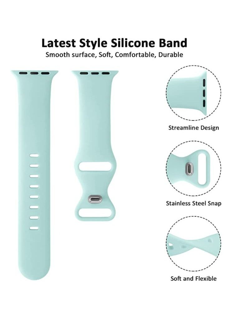Generic - Sport Band for Apple Watch 44mm 42mm 45mm 49MM, Soft Silicone Strap Replacement iWatch Bands for Apple Watch Sport Series 4/5/6/7/8/Se - Turquoise M/L - Image 1
