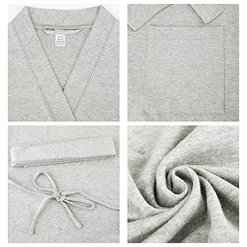 U2SKIIN Womens Robes, 100% Cotton Lightweight Robes 3/4 Sleeves Kimono Knit Soft Loungewear Short Bathrobe(Grey,L) - Image 4