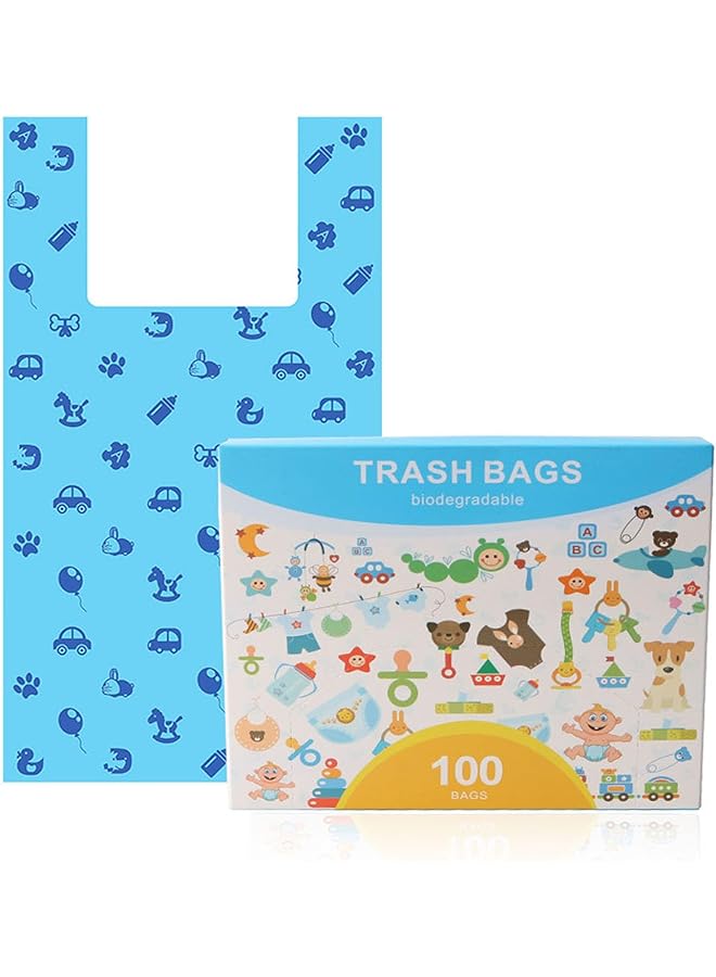 X spring Diaper Disposal Bag 100 Unscented Diaper Bags Disposable Biodegradable Plastic Diaper Disposal Bag For Baby And Toddler Poop Convenient And Quick Diaper Disposal Essential For Travel (Blue) - Image 1