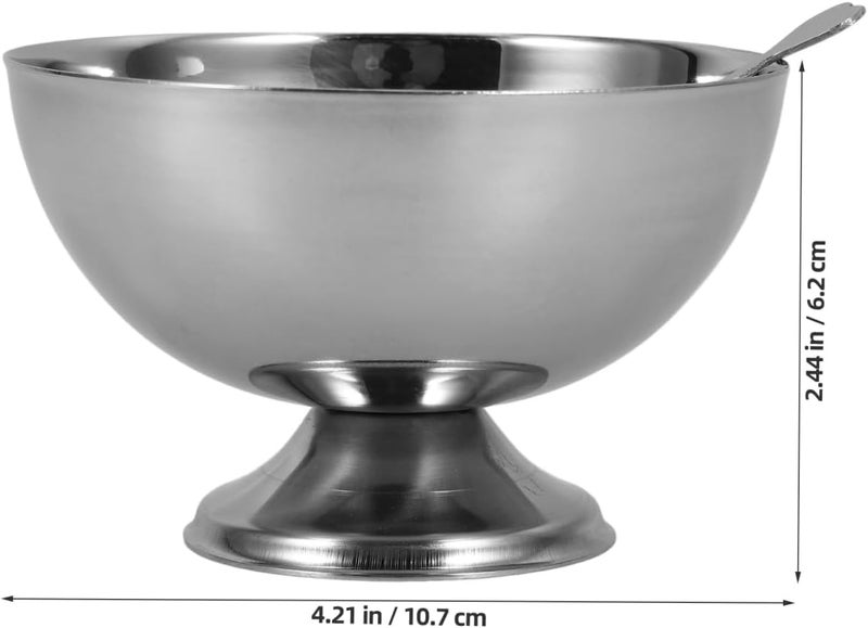DEARMAMY Ice Cream CupStainless Steel Dessert Bowls Trifle Bowl with Pedestal for SundaeSalad Cocktail Baked Goods - Image 2