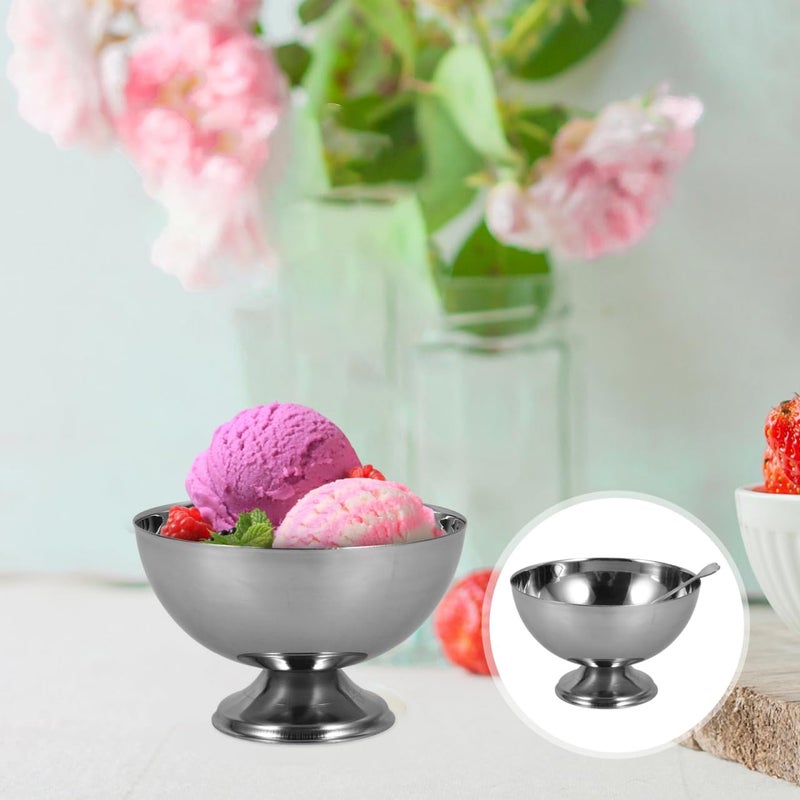 DEARMAMY Ice Cream CupStainless Steel Dessert Bowls Trifle Bowl with Pedestal for SundaeSalad Cocktail Baked Goods - Image 4