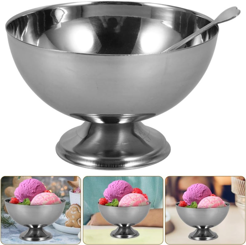 DEARMAMY Ice Cream CupStainless Steel Dessert Bowls Trifle Bowl with Pedestal for SundaeSalad Cocktail Baked Goods - Image 3