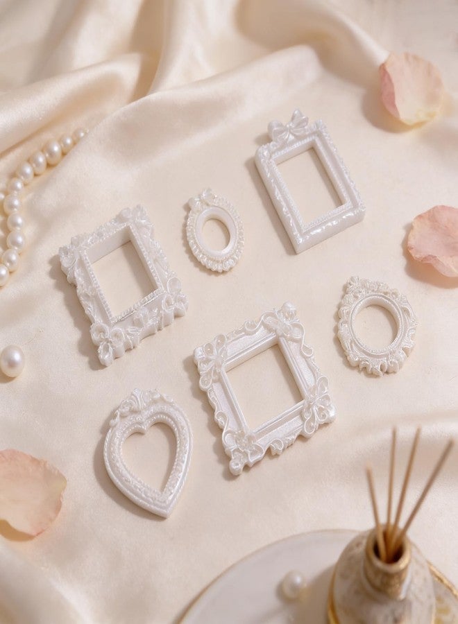 NSdawali 18Pcs Mini Frames, White Vintage Resin Picture Frames for Dollhouse DIY Art Craft Projects Jewelry Display Refrigerator Magnets Home Décor, Antique Small Baroque Ornaments in Various Shapes and Sizes - Image 4