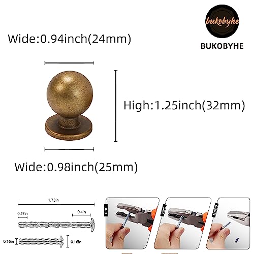 BUKOBYHE 10 Pack Antique Brass Cabinet Handles and Knobs - Vintage Drawer Knobs, Kitchen Hardware, Zinc Alloy Handles for Cabinets, Cupboards - Image 2
