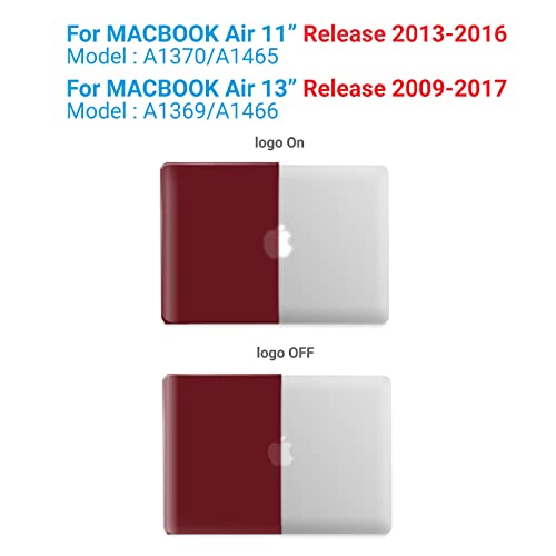 IBENZER Compatible with Old Version MacBook Air 13 Inch Case (2010-2017 Release). Models: A1466 / A1369, Plastic Hard Shell Case with Keyboard Cover for Mac Air 13, Wine Red, A13WR+1A - Image 3