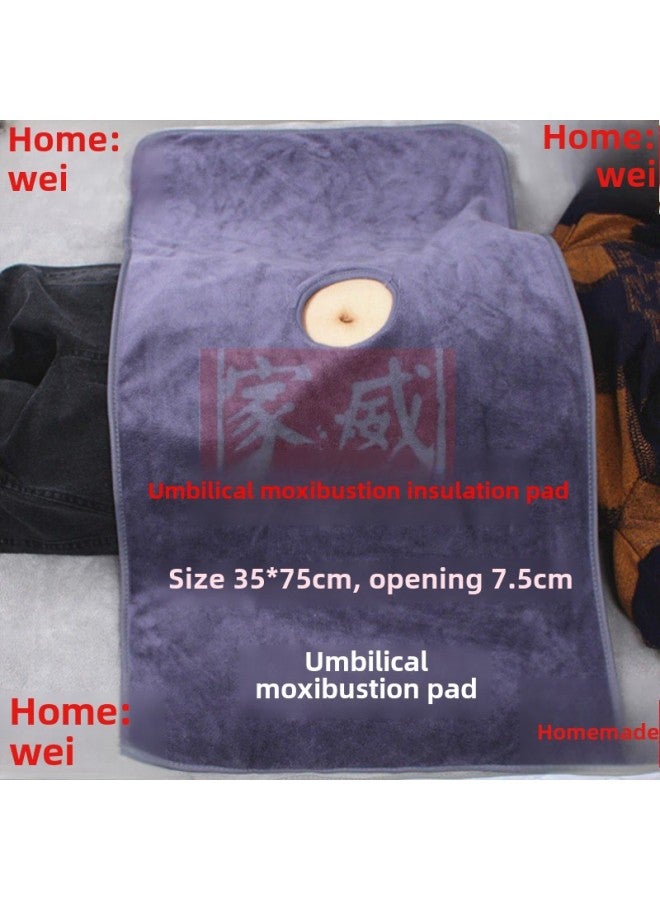 Pediatric Massage Umbilical Therapy Navel Pad Navel Moxibustion Opening Heat Insulation Pad Towel Gourd Moxibustion Cupping Single Hole Anti-scalding Pad Towel-Size:[brown] 40*80cm Opening 7.5cm - Image 3