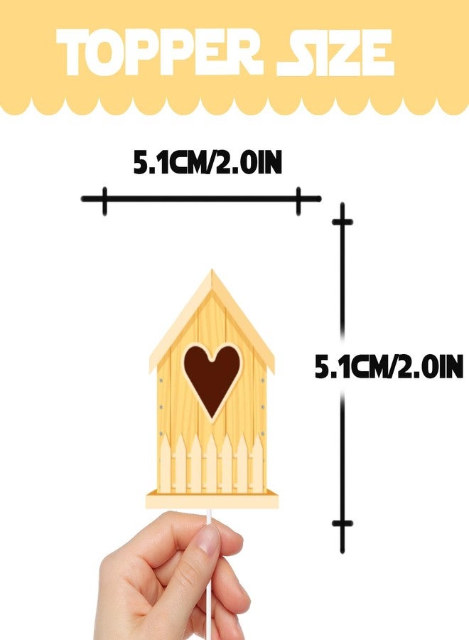 LETLIMIT 18pcs Glitter Dessert Cupcake Topper Nature Flying Bird House Theme Decor Supplies Baby Shower Boys Girls Happy Birthday Party Decorations - Image 2