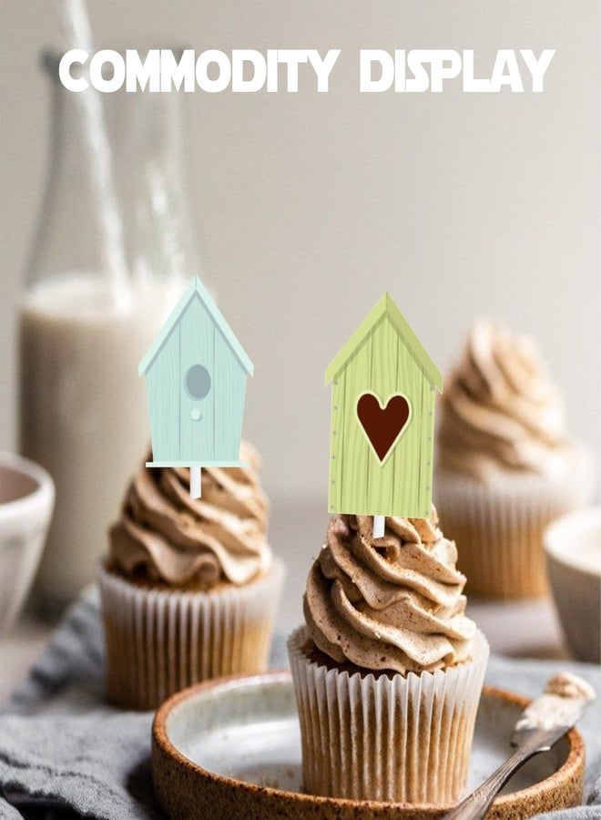 LETLIMIT 18pcs Glitter Dessert Cupcake Topper Nature Flying Bird House Theme Decor Supplies Baby Shower Boys Girls Happy Birthday Party Decorations - Image 5