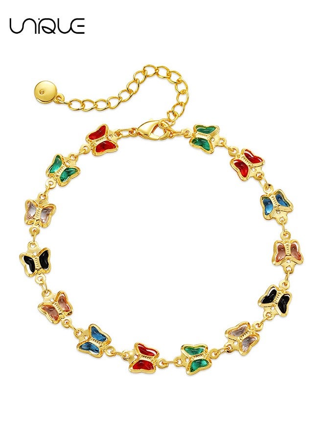 يونيك أساور - أساور فراشة - زجاج ملون أساور فراشة - بسيطة وأنيقة - أساور جديدة - نسائية - Image 1