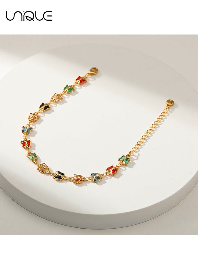 يونيك أساور - أساور فراشة - زجاج ملون أساور فراشة - بسيطة وأنيقة - أساور جديدة - نسائية - Image 5