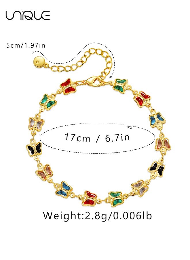 يونيك أساور - أساور فراشة - زجاج ملون أساور فراشة - بسيطة وأنيقة - أساور جديدة - نسائية - Image 2