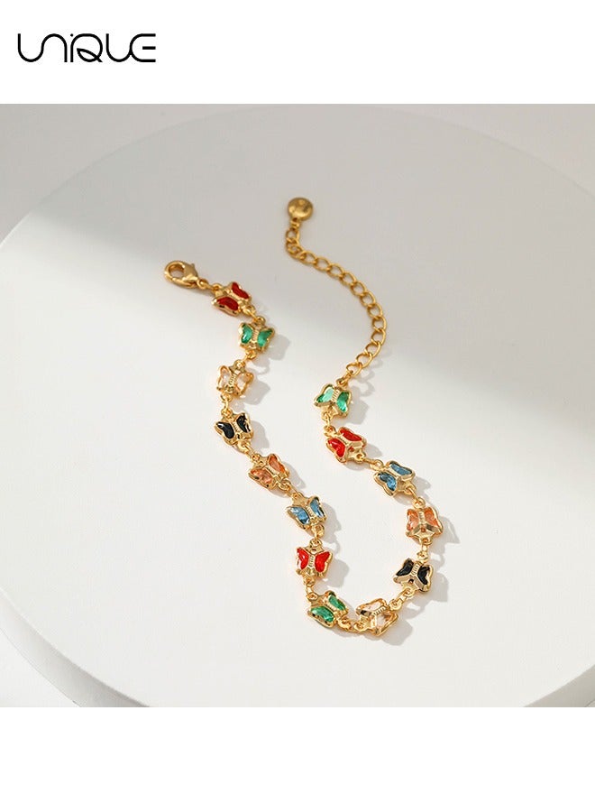 يونيك أساور - أساور فراشة - زجاج ملون أساور فراشة - بسيطة وأنيقة - أساور جديدة - نسائية - Image 4