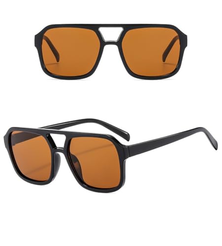 IKUVNA Retro 70s Square Aviator Sunglasses Women Men Vintage Rectangle Sunglasses Flat Frame Trendy Shades (Brown) - Image 3