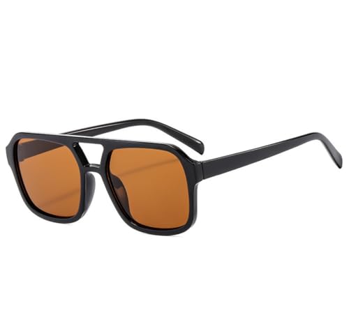IKUVNA Retro 70s Square Aviator Sunglasses Women Men Vintage Rectangle Sunglasses Flat Frame Trendy Shades (Brown) - Image 1