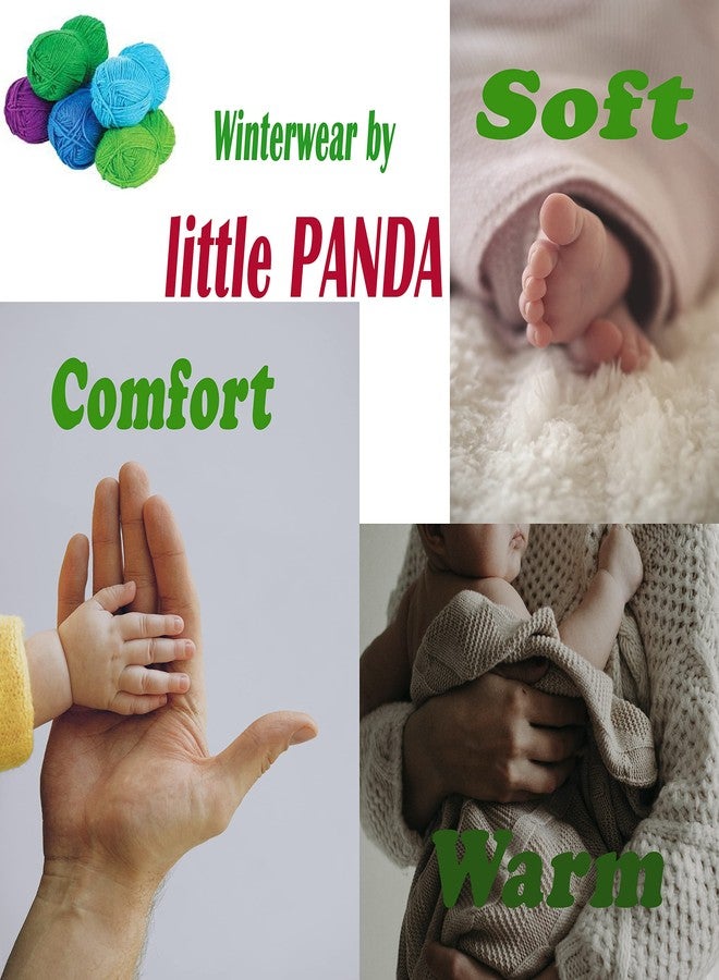 little PANDA Born Baby Sweater for Baby Boys & Baby Girls Woollen Full Sleeves, V Neck Sweater Top, Bottom, Cap & Booties Set (0-3 Months) (Peach) - Image 3