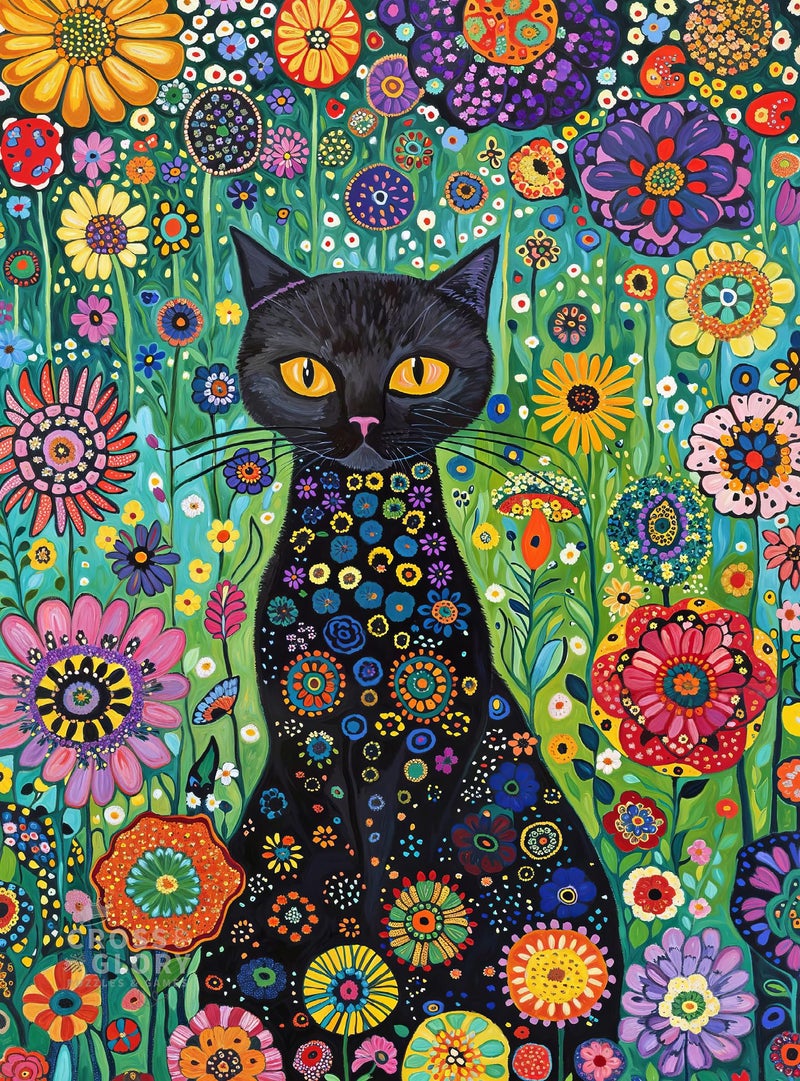 Cross & Glory Cross Glory Petals and The Midnight Cat 1000 Piece Jigsaw Puzzle for Adults SatinFinish Vibrant Garden Cat Theme Challenging Artistic Puzzle Game - Image 3