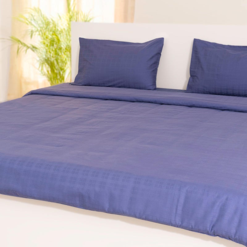 Oyvu Luxury Duvet Cover | 300 TC | 100% Cotton | Skipper's Blue Color | Premium Window Pane Design for Bedroom | Lightweight Duvet Cover for Duvet | Size- 92” x 102” inch - Image 2