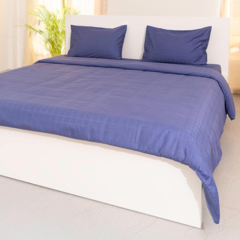 Oyvu Luxury Duvet Cover | 300 TC | 100% Cotton | Skipper's Blue Color | Premium Window Pane Design for Bedroom | Lightweight Duvet Cover for Duvet | Size- 92” x 102” inch - Image 3